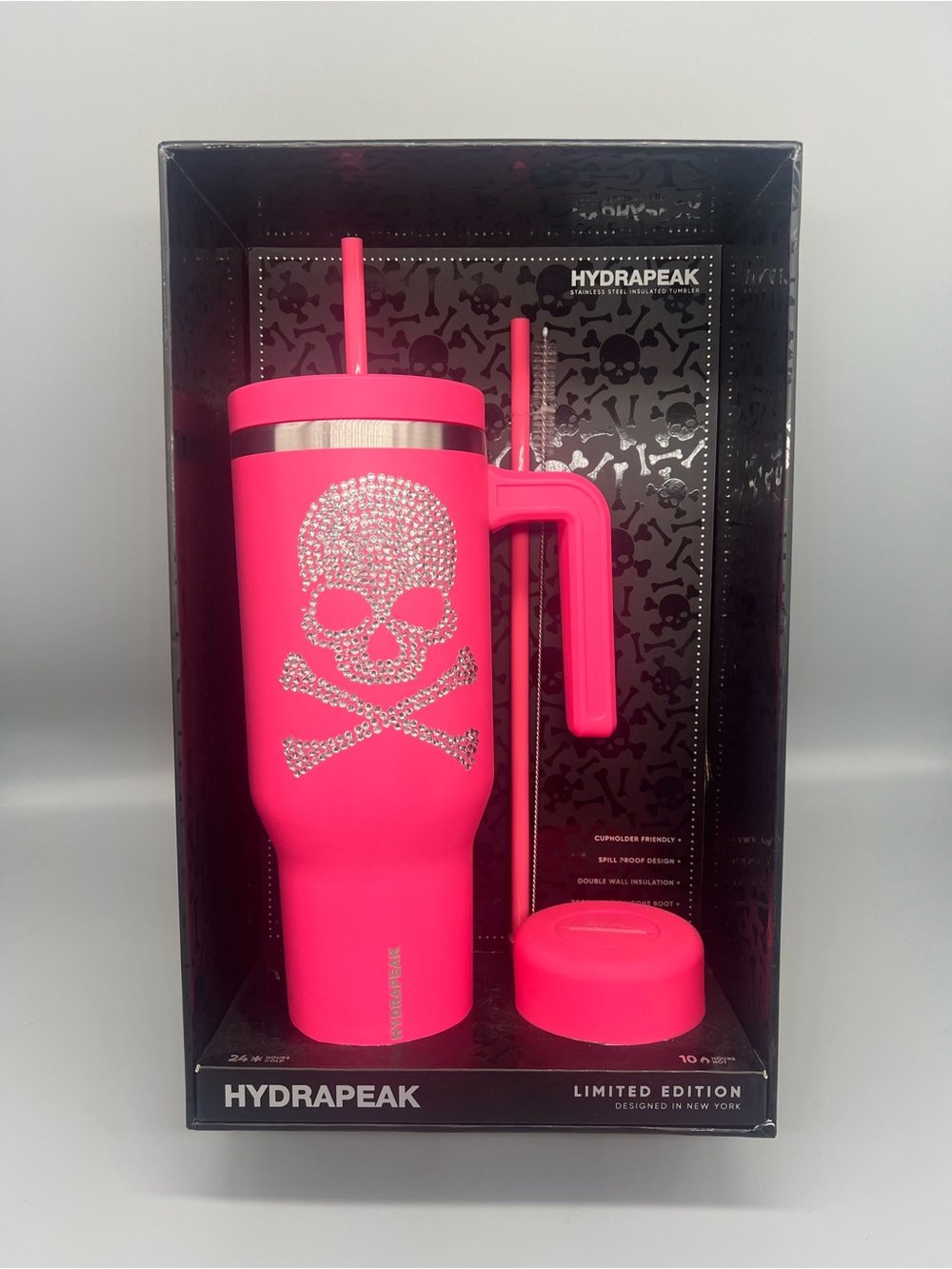 Hydrapeak limited edition rhinestone skull and crossbones travel cup